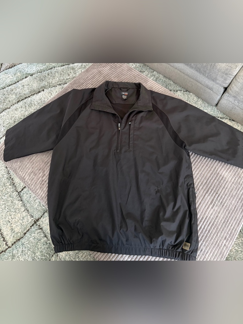 Izod Black Men's Quarter-Zip Windbreaker Pullover
